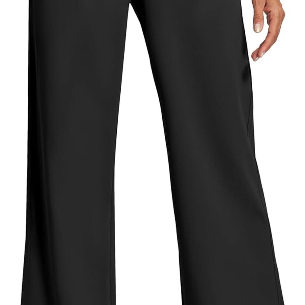 Stylish High-Waisted Wide-Leg Trousers - Perfect Pull-On Business Casual Pants